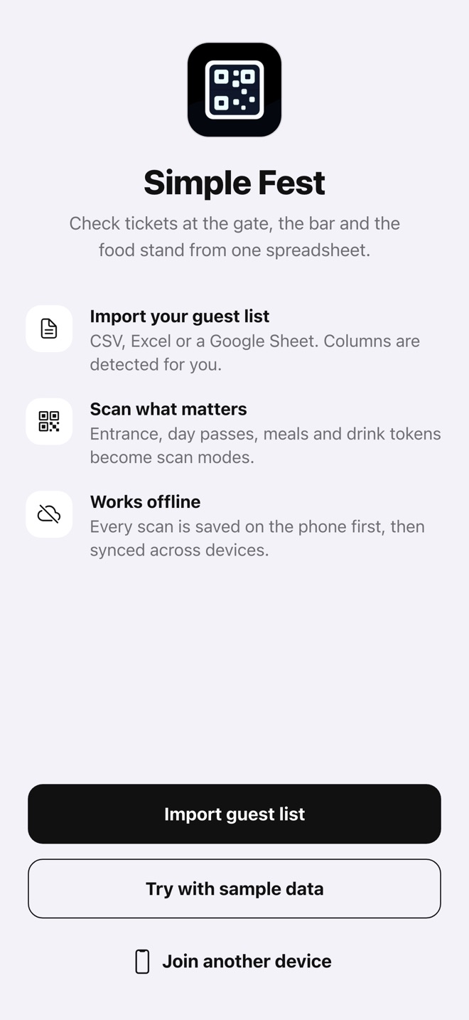 Import screen